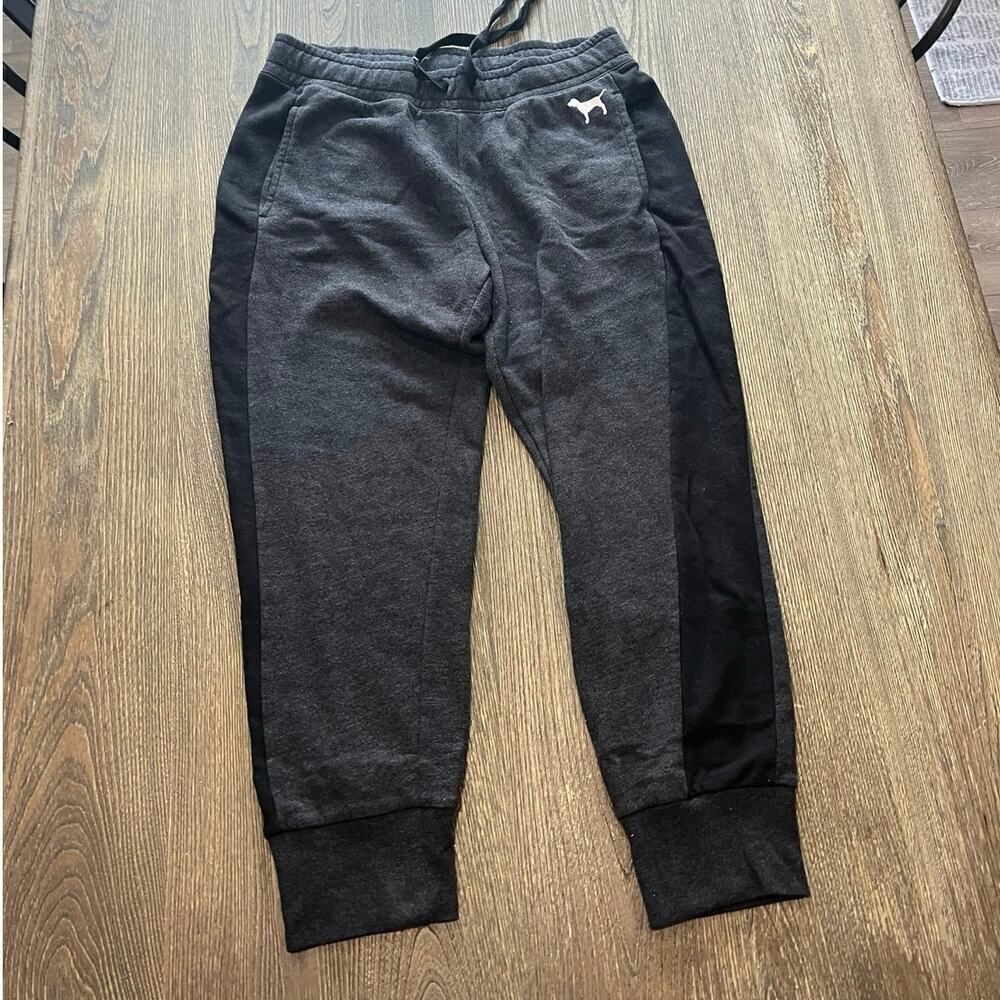 Victoria's Secret PINK Jogger Pants High Rise Elastic Waist Pockets Gray Size L